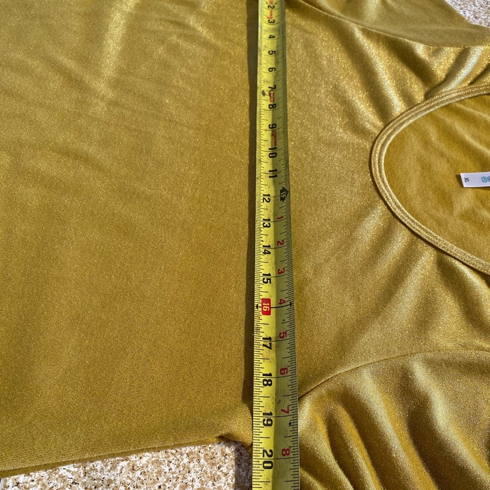 LulaRoe metallic yellow tunic dress top - Picture 3 of 7